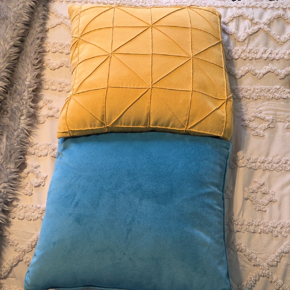 FINAL PRICE Yellow and Blue Geometric Throw Pillows